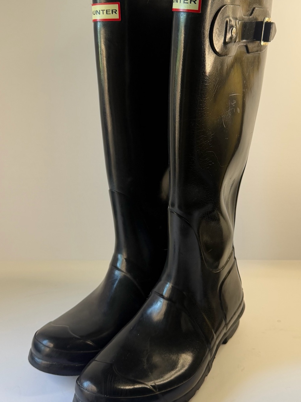 Hunter Original Tall Gloss Black Rain Boots Size 9